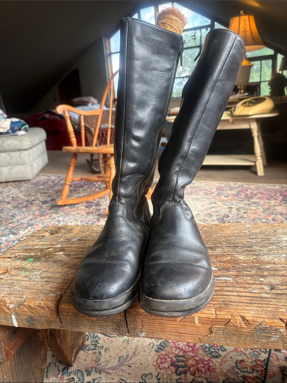 Birkenstock Black Tall Leather Riding Boots - Women's
